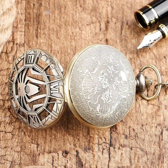 Spiderman NEW Pocket Watch Marvel Comic Fan Gift Spidey Antique Bronze - Picture 3 of 4